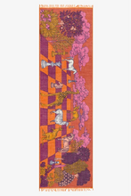 Load image into Gallery viewer, Inoui Editions Magnus wool scarf in red, featuring animals on a giant chess board.