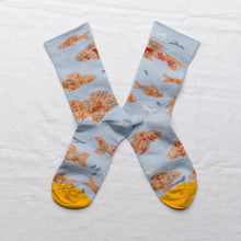 Load image into Gallery viewer, Bonne Maison cotton socks sky blue with tiny floating islands.
