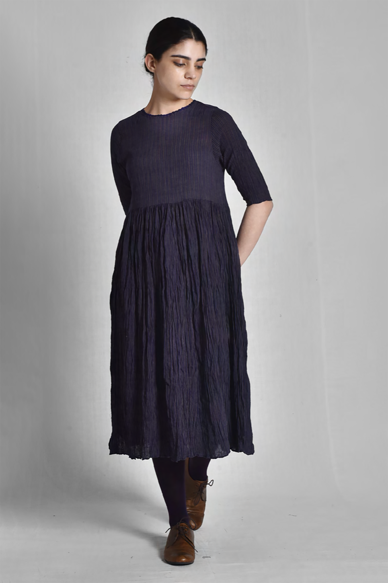 Maku Zibaa dress, crushed home spun indigo cotton.