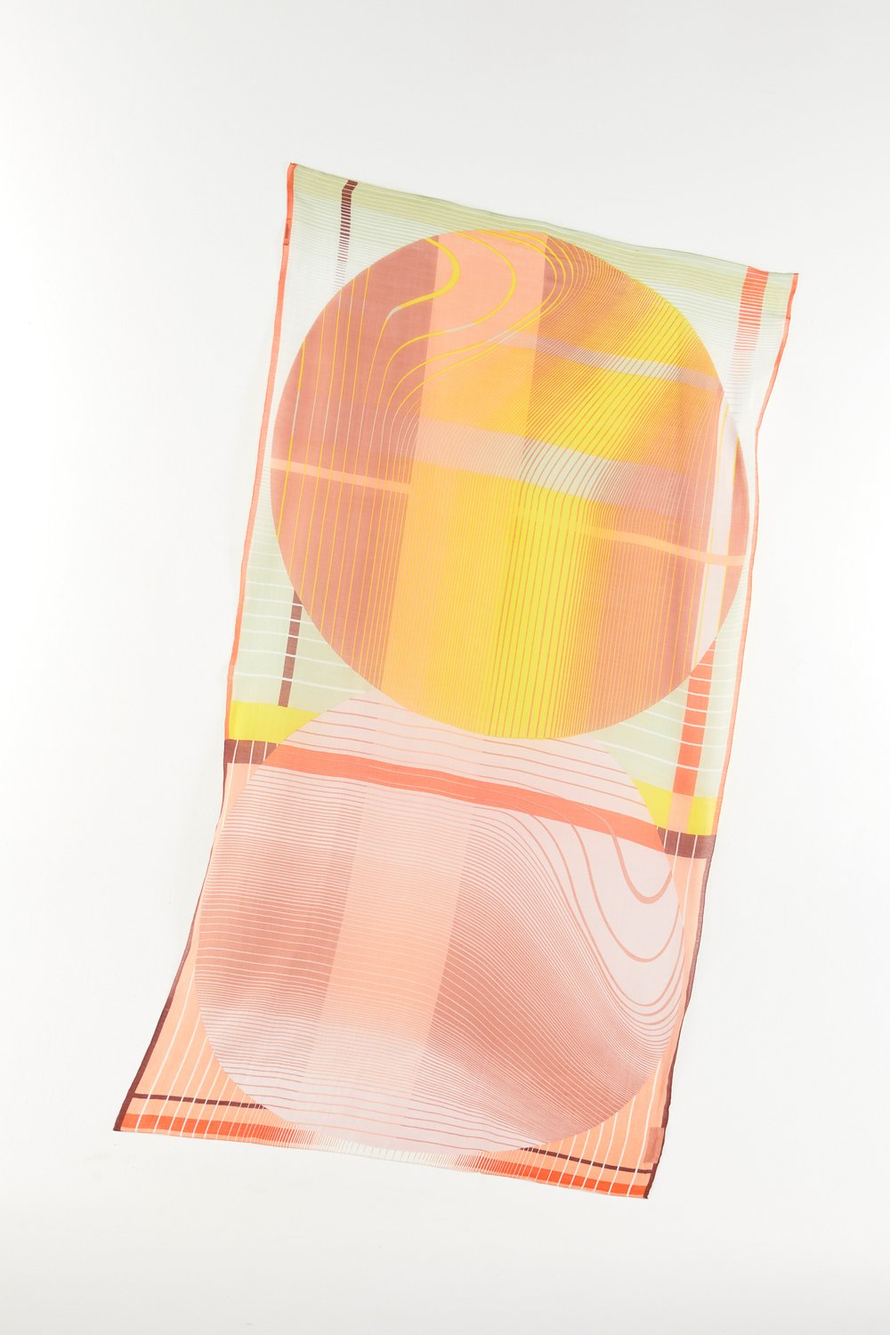 Mapoesie Paris Eclipse scarf in cotton silk pastel lemon and pink.