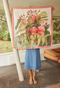 Nancybird silk square scarf with flowering gum print.