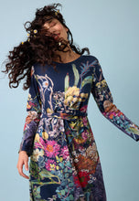 Load image into Gallery viewer, Nancybird organic cotton knit wrap Terra dress featuring blossom bouquet print.