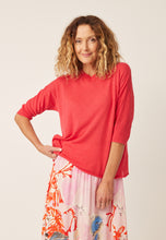 Load image into Gallery viewer, Pure cotton knit Nancybird Clifton tee top in coral red.