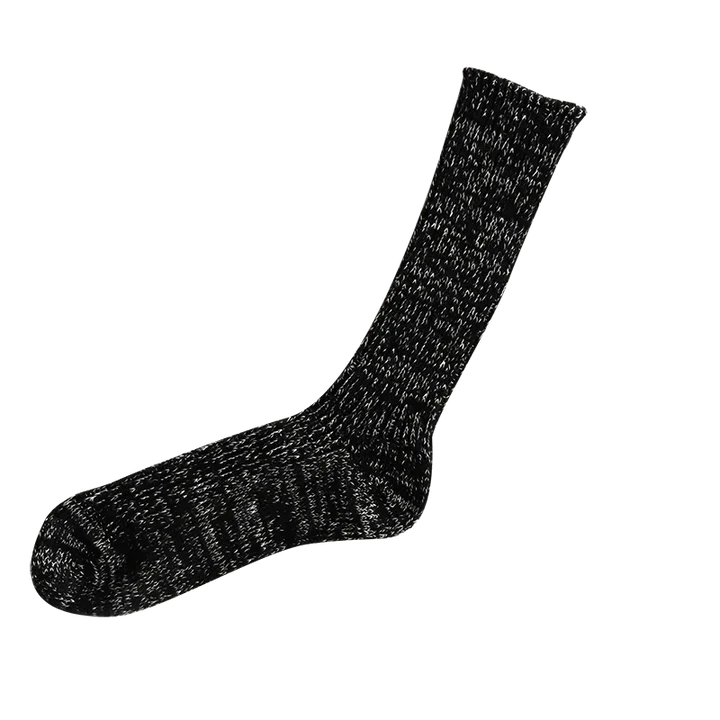 Nishiguchi Kutsushita Boston cotton and hemp socks in midnight ink blue.