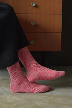 Load image into Gallery viewer, Nishiguchi Kutsushita wool cotton boot socks Boston in Lobster roll red.