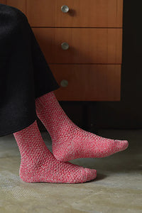 Nishiguchi Kutsushita wool cotton boot socks Boston in Lobster roll red.