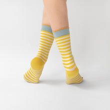 Load image into Gallery viewer, Bonne Maison yellow and white stripe cotton socks, made in France.