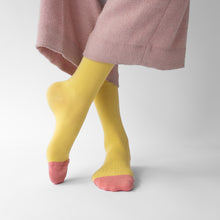 Load image into Gallery viewer, Bonne Maison cotton socks in canary yellow.