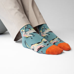 Bonne Maison arctic blue cotton socks with dogs.