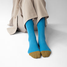 Load image into Gallery viewer, Bonne Maison cotton socks in veridien blue.