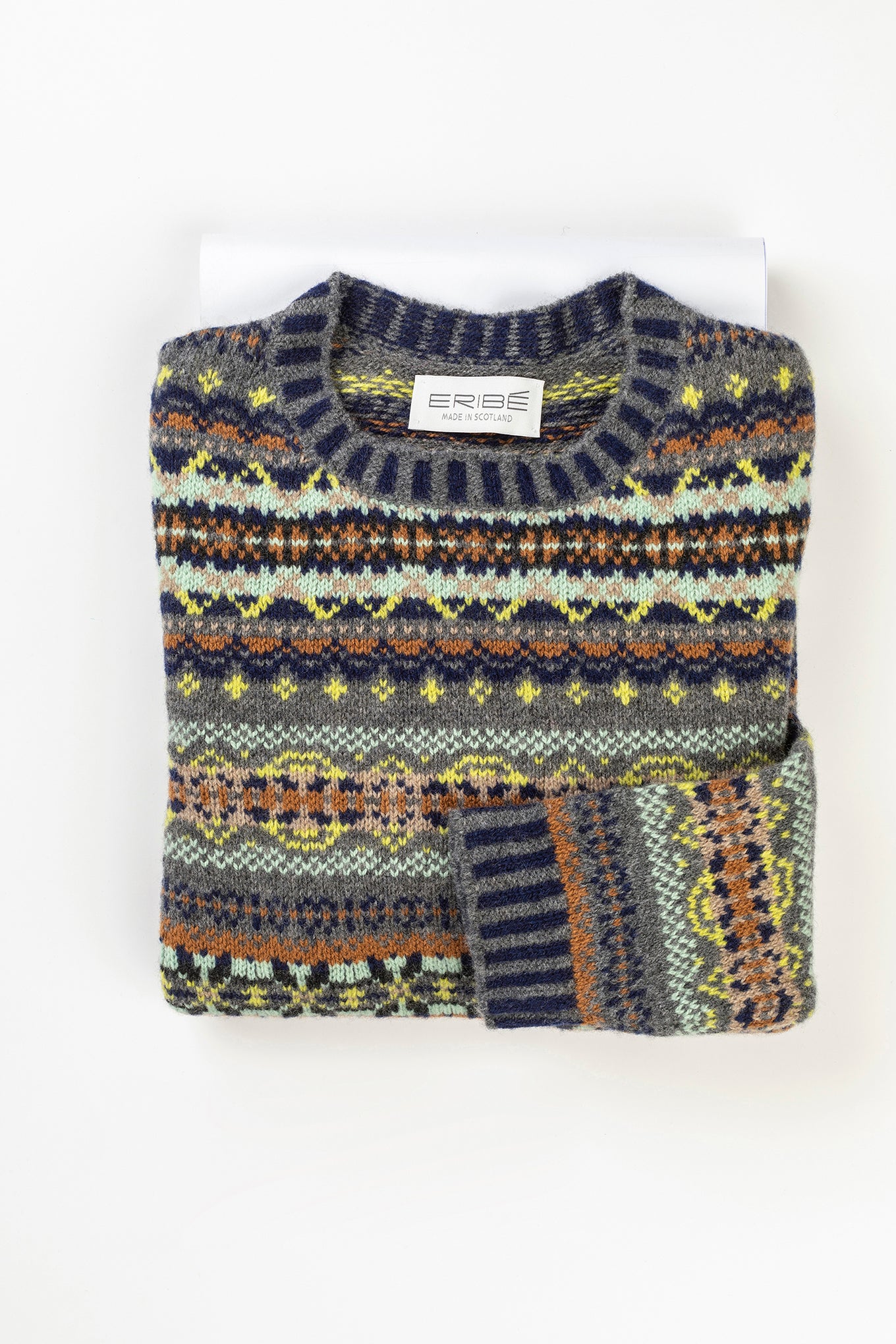 Eribe Kinross merino fairisle sweater in Garnet.