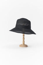 Load image into Gallery viewer, PCNQ made in Japan Leo abaca and cotton sun hat in black.