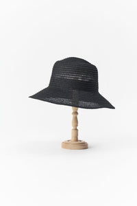 PCNQ made in Japan Leo abaca and cotton sun hat in black.