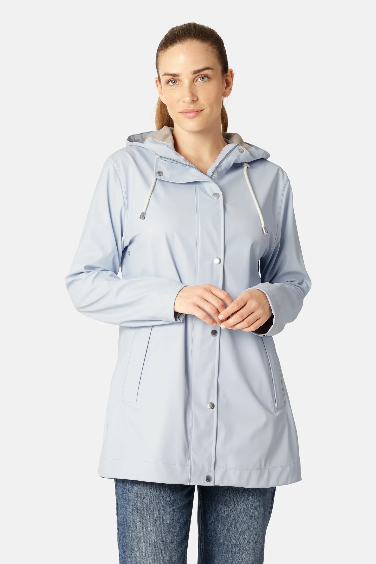 Ilse Jacobsen lightweight rain Rain228 jacket in heather light blue.