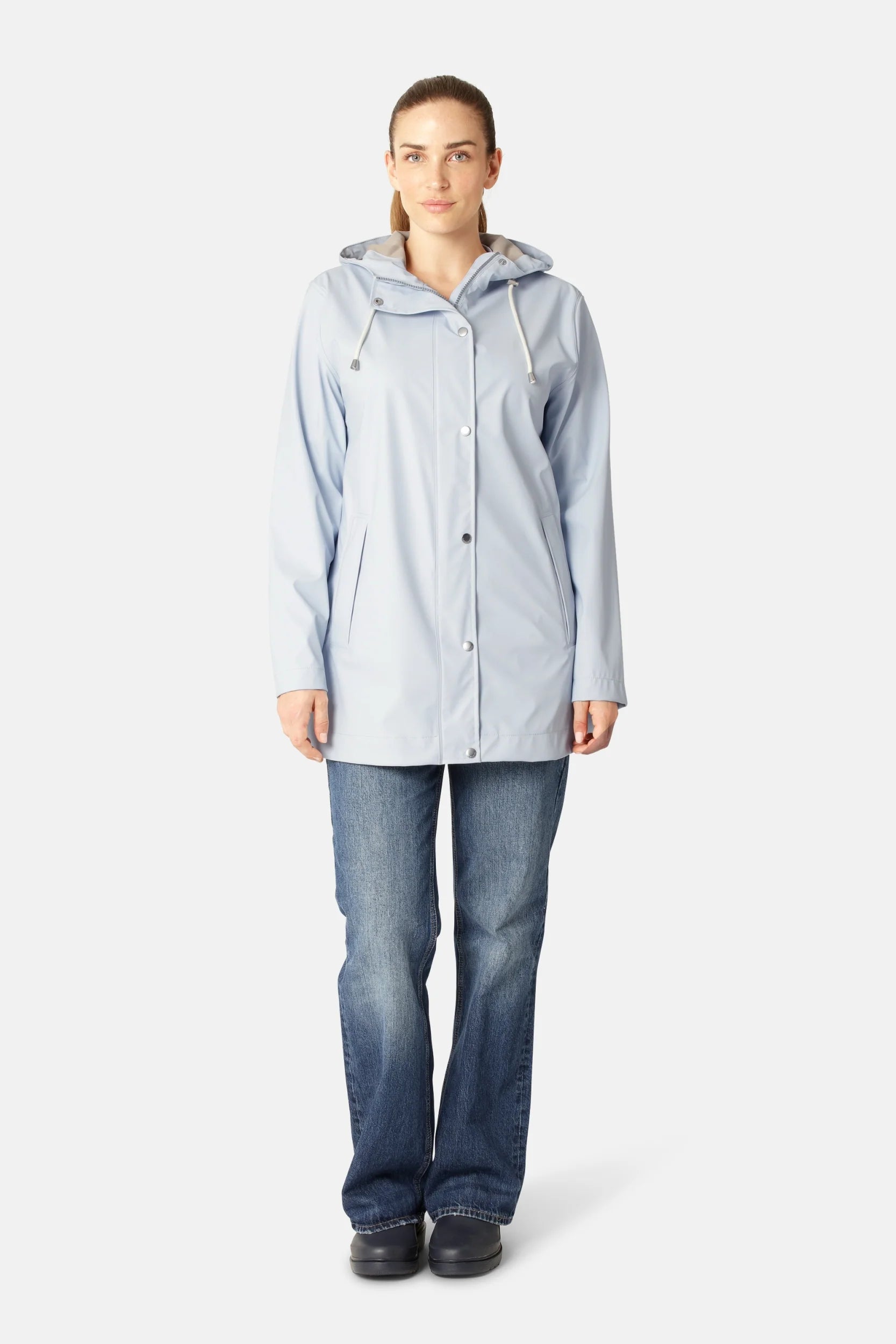 Ilse Jacobsen lightweight rain Rain228 jacket in heather light blue.
