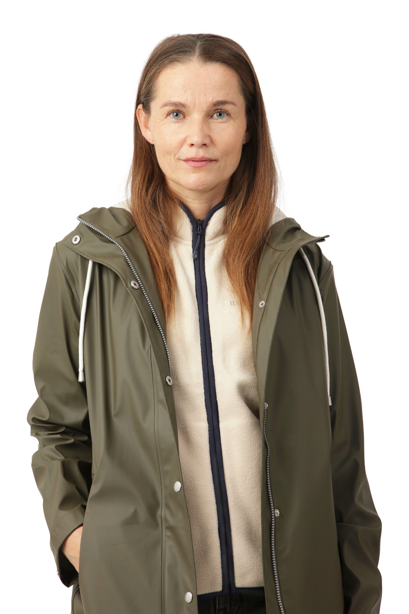 Ilse Jacobsen lightweight hooded rain jacket in khaki army.