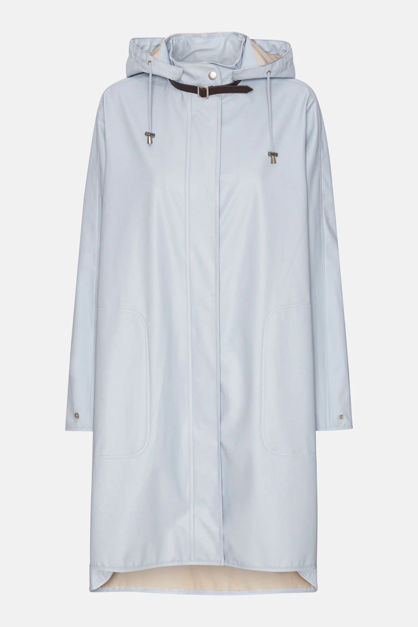 Ilse Jacobsen lightweight rain Rain71 detachable hood jacket in light blue Heather.