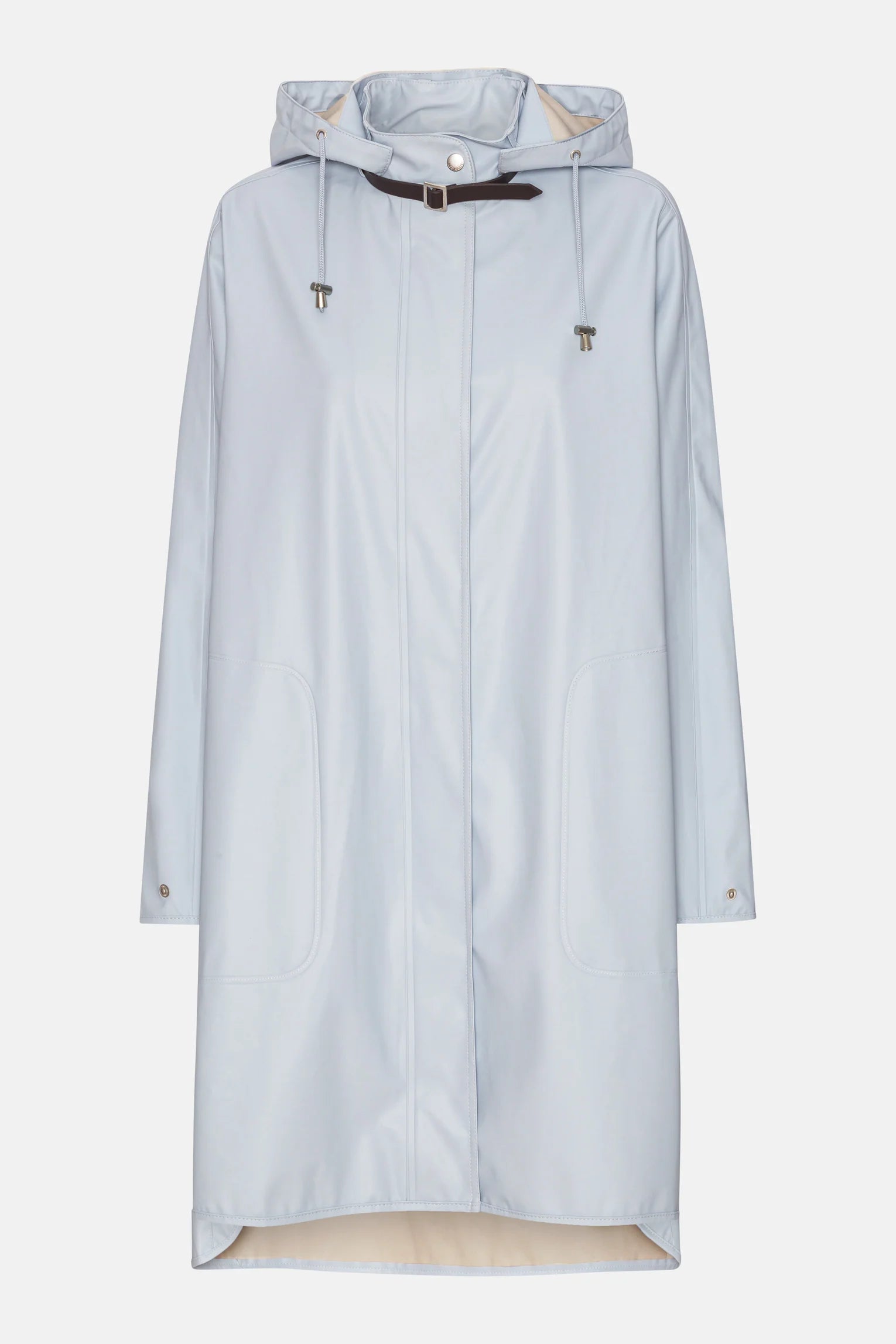Ilse Jacobsen lightweight rain Rain71 detachable hood jacket in light blue Heather.