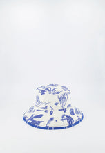 Load image into Gallery viewer, Nancybird cotton canvas blue and white reversible bucket hat.