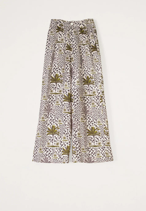 Nancybird Niko pant in tencel linen blend lino palm print.