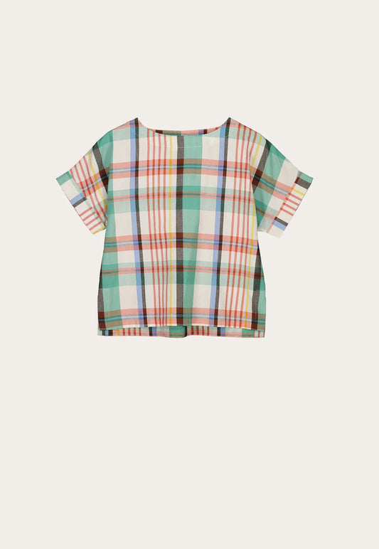 Nancybird cotton Dolman top in summer check.
