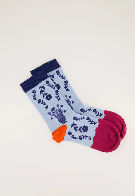 Nancybird vase pattern cotton socks.