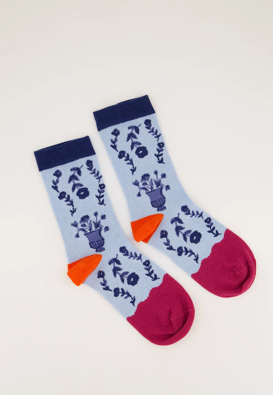Nancybird vase pattern cotton socks.