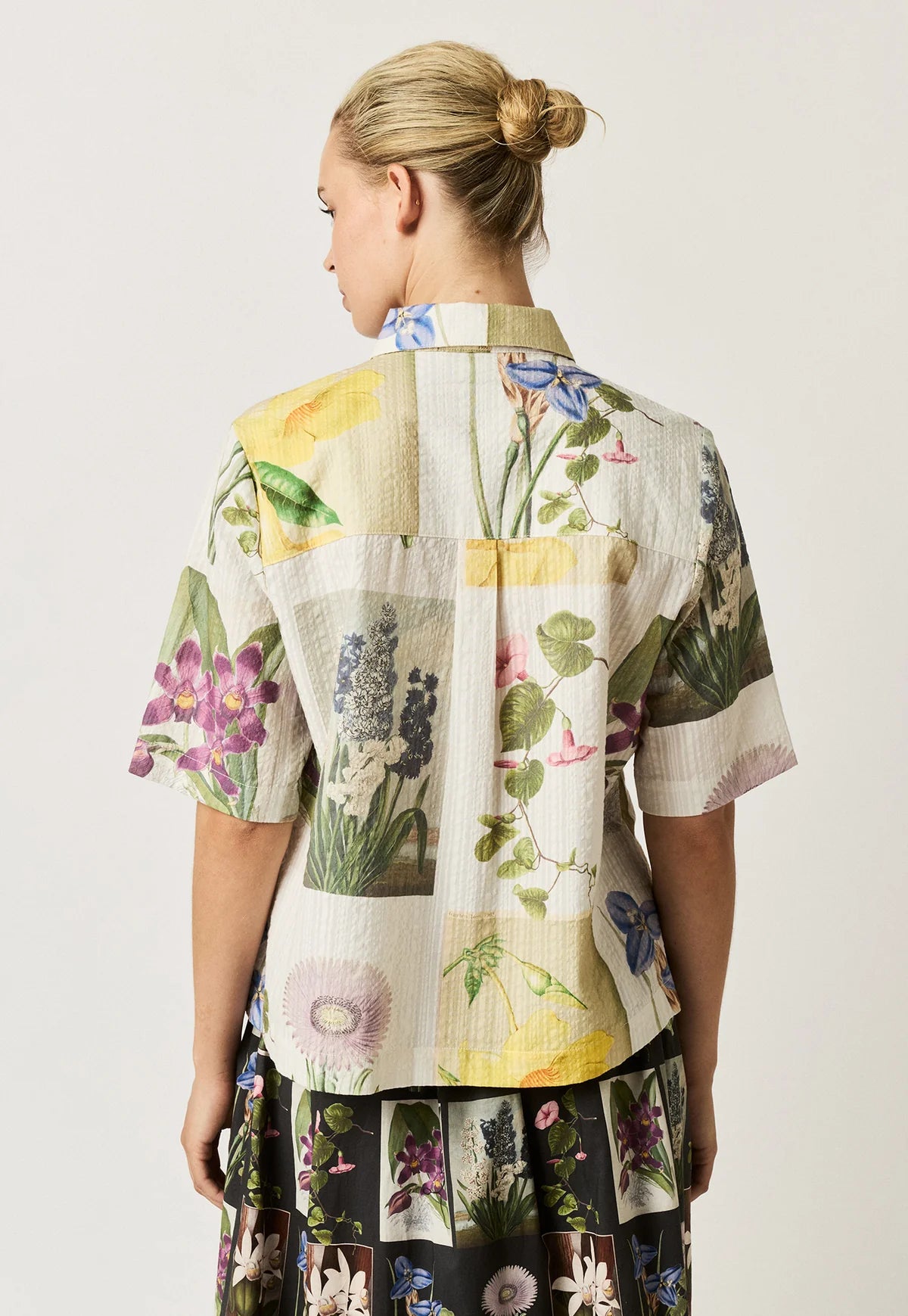 Nancybird cotton button up Summer shirt  archive floral print.