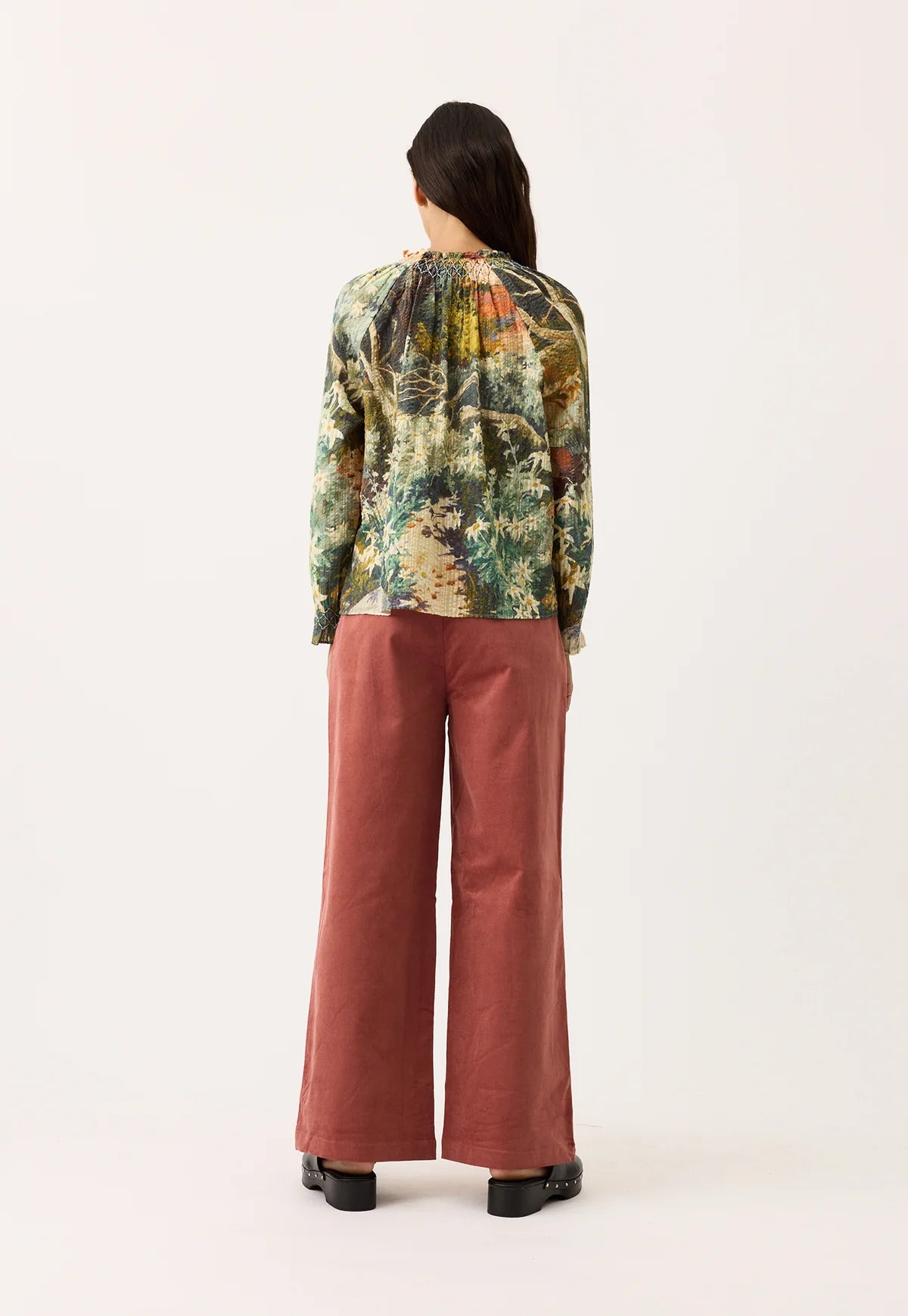 Nancybird cotton corduroy wide leg Niko pants in spice.
