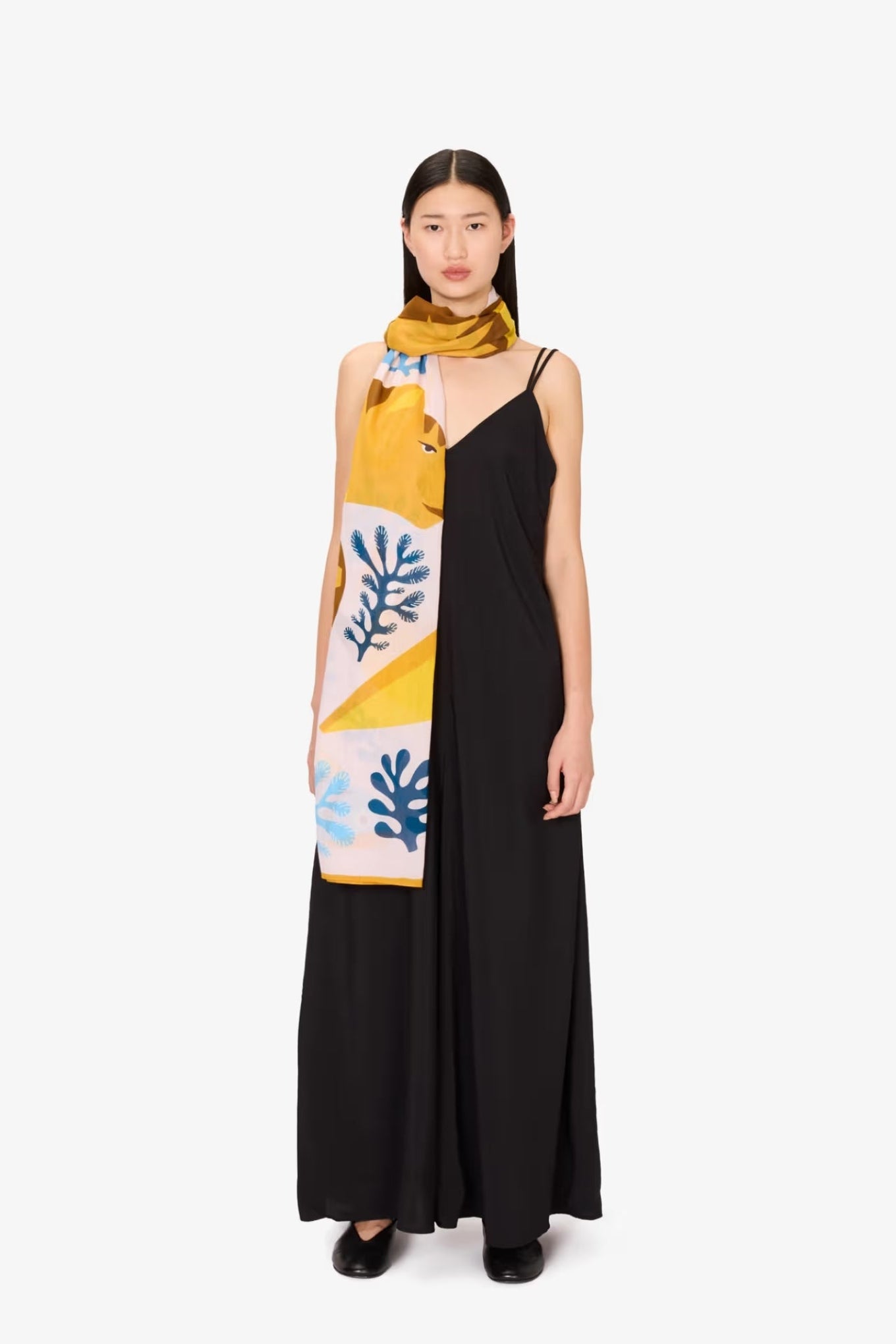 Inoui Editions cotton scarf sarong Splash navy.