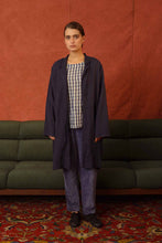 Load image into Gallery viewer, Dve Collection pull on elastic waist straight leg Rooma pants in indigo cotton velvet.