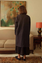 Load image into Gallery viewer, Dve Collection reversible wool Diya long jacket in black charcoal.