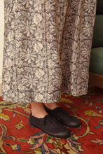 Load image into Gallery viewer, Dve Collection Isha one size skirt in silk cotton blockprinted in iron grey, scarab print.