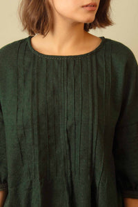 DVE Collection soft wool Mayra top in forest green.