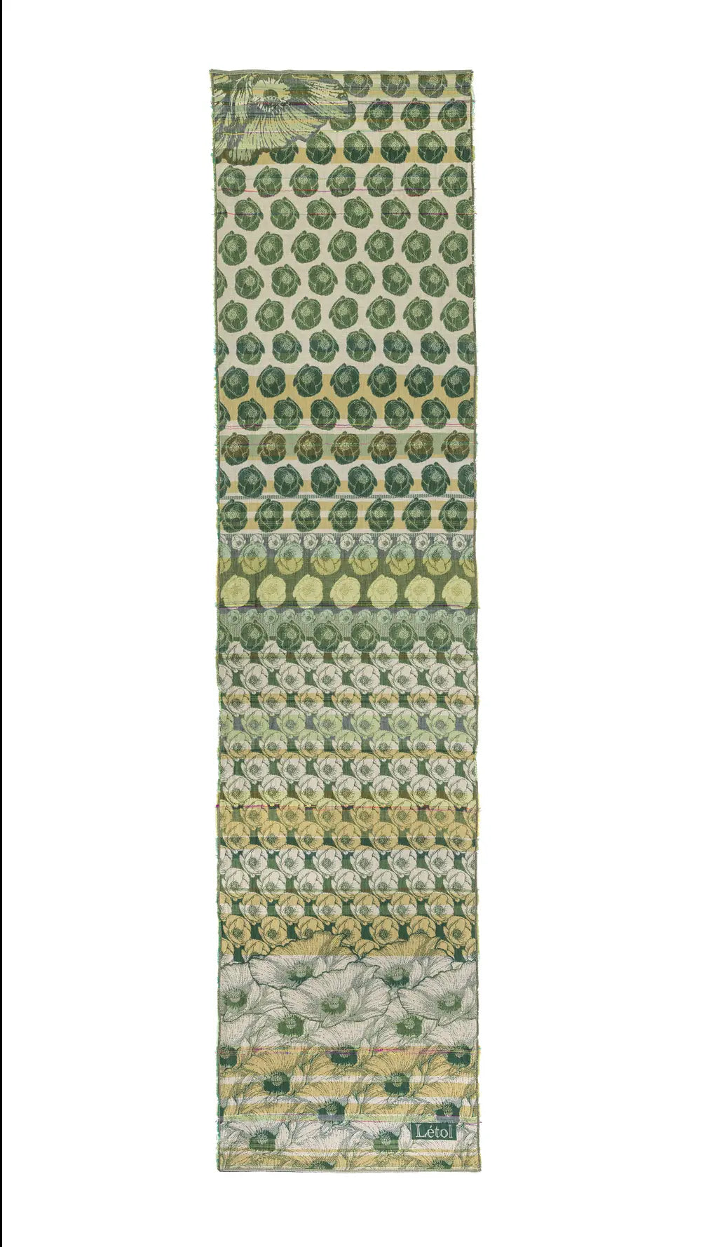 Letol organic cotton jacquard floral scarf Stephanie in trefle green.