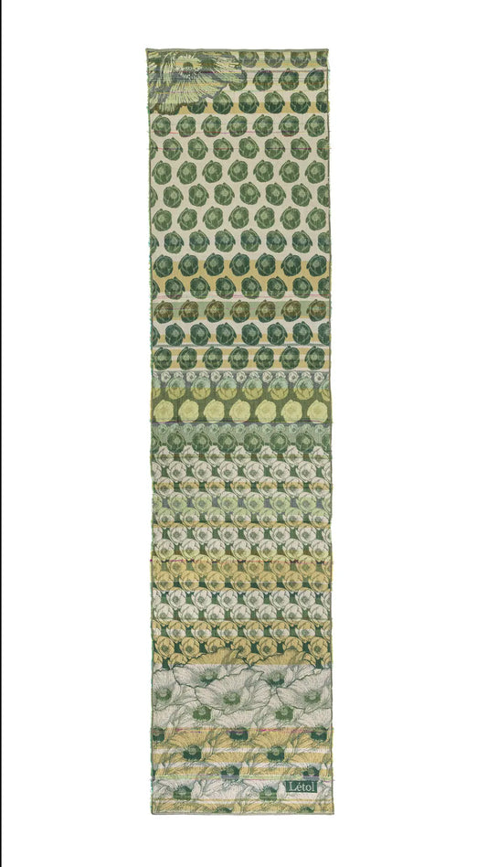 Letol organic cotton jacquard floral scarf Stephanie in trefle green.