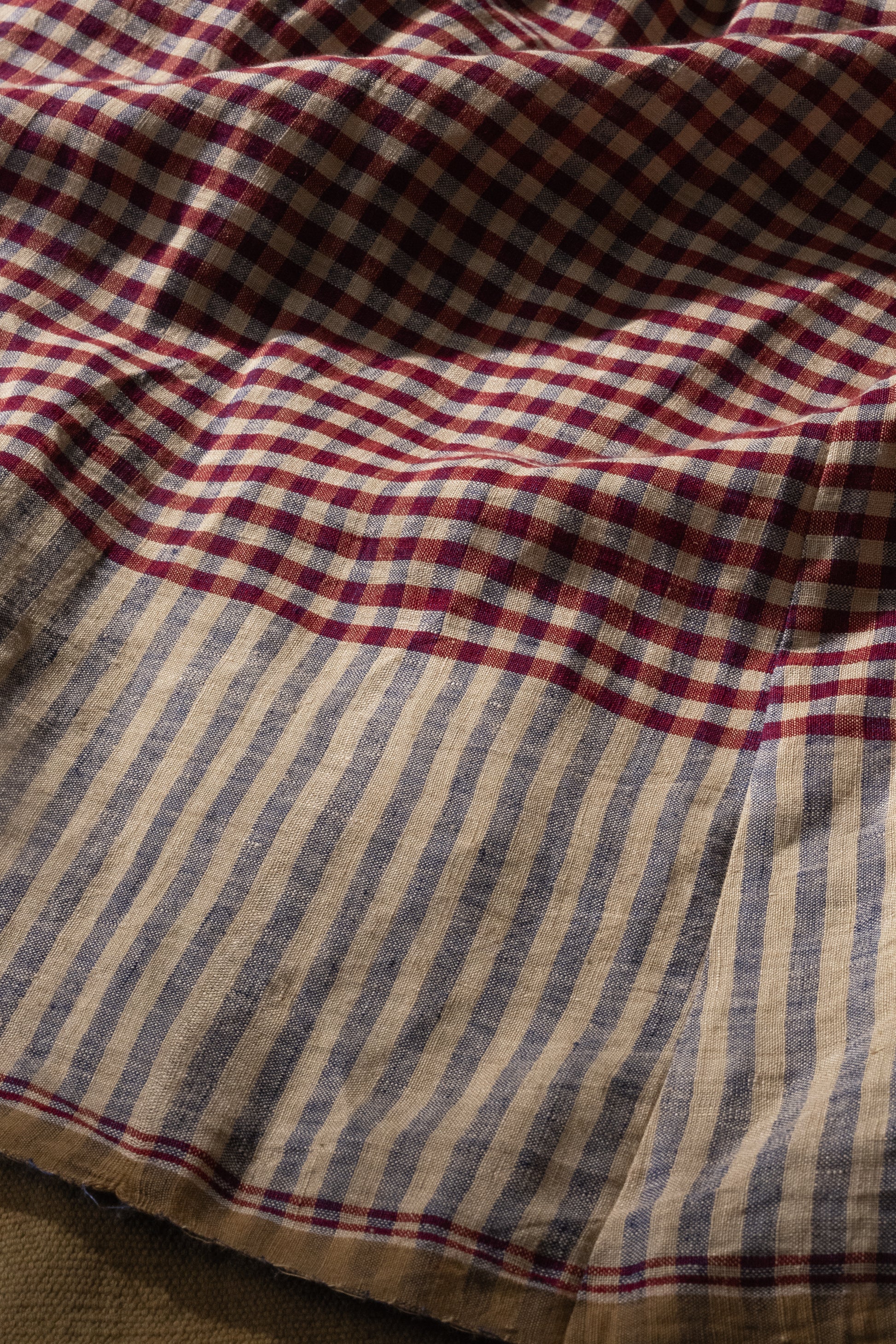 DVE Tara linen button up shirtdress in barn   red linen gingham check linen.