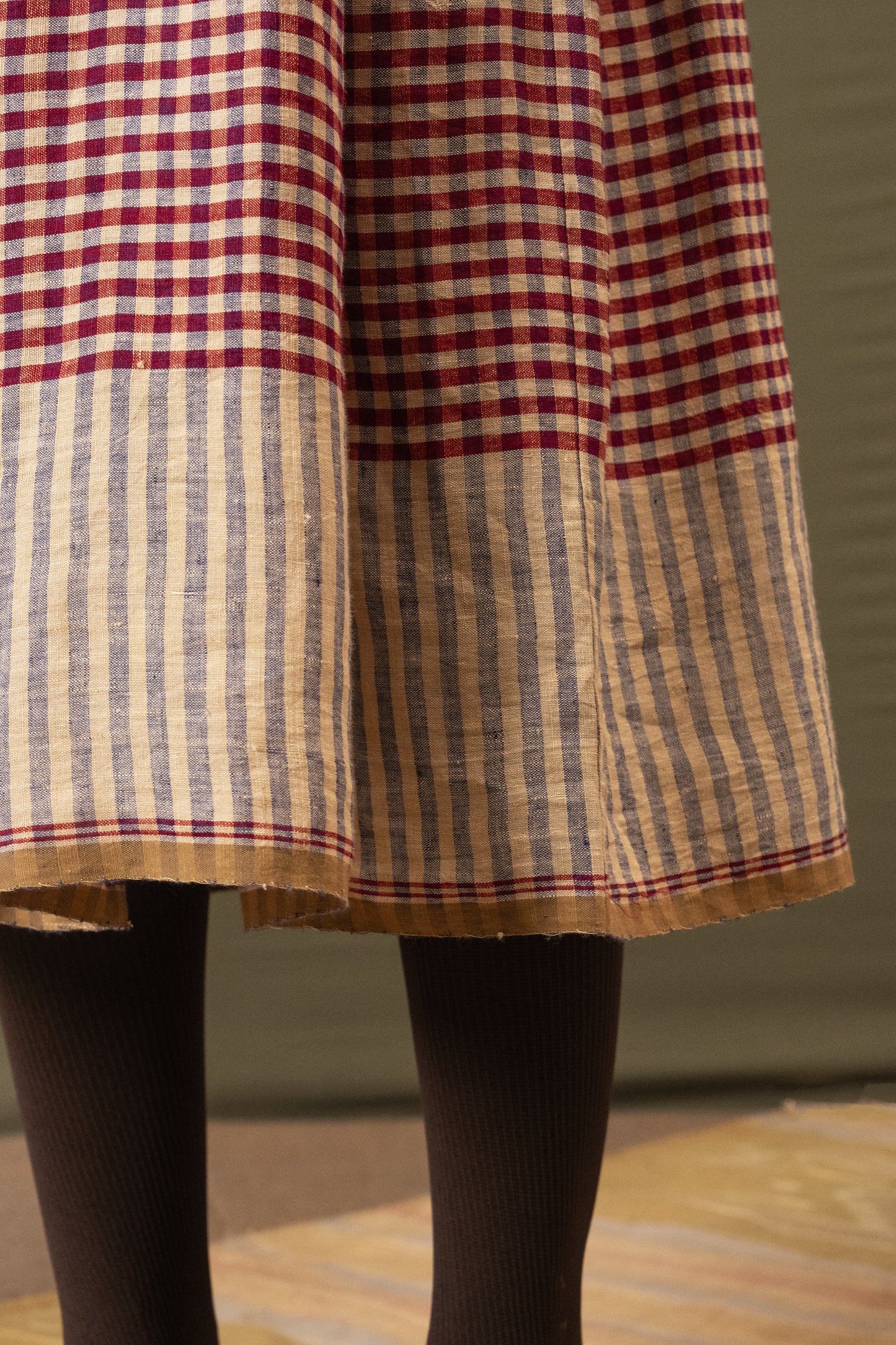 DVE Tara linen button up shirtdress in barn   red linen gingham check linen.