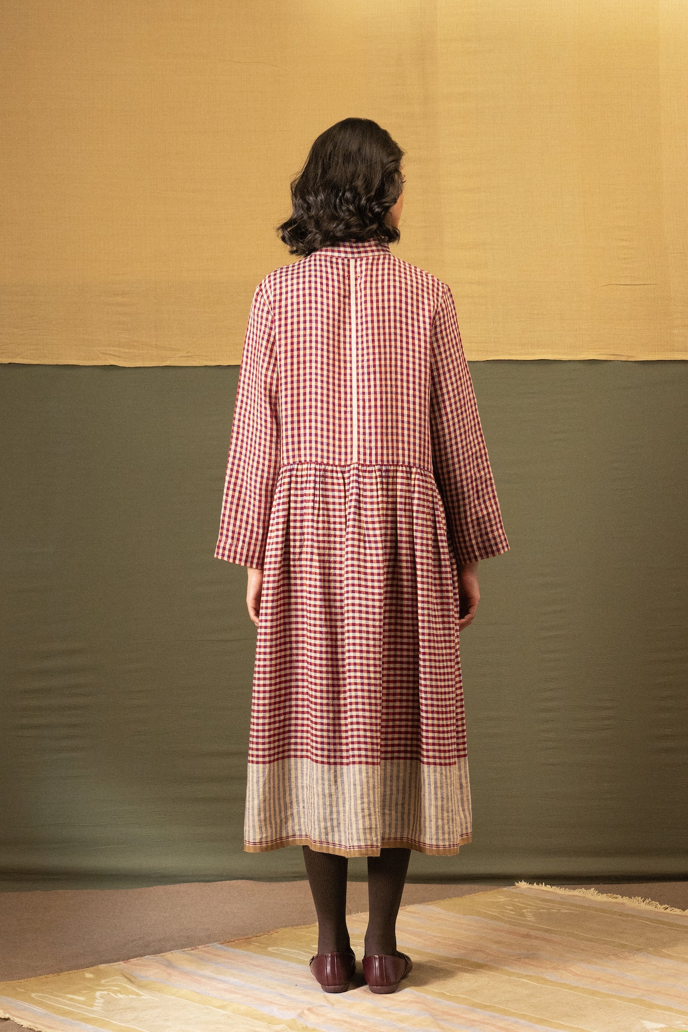 DVE Tara linen button up shirtdress in barn   red linen gingham check linen.