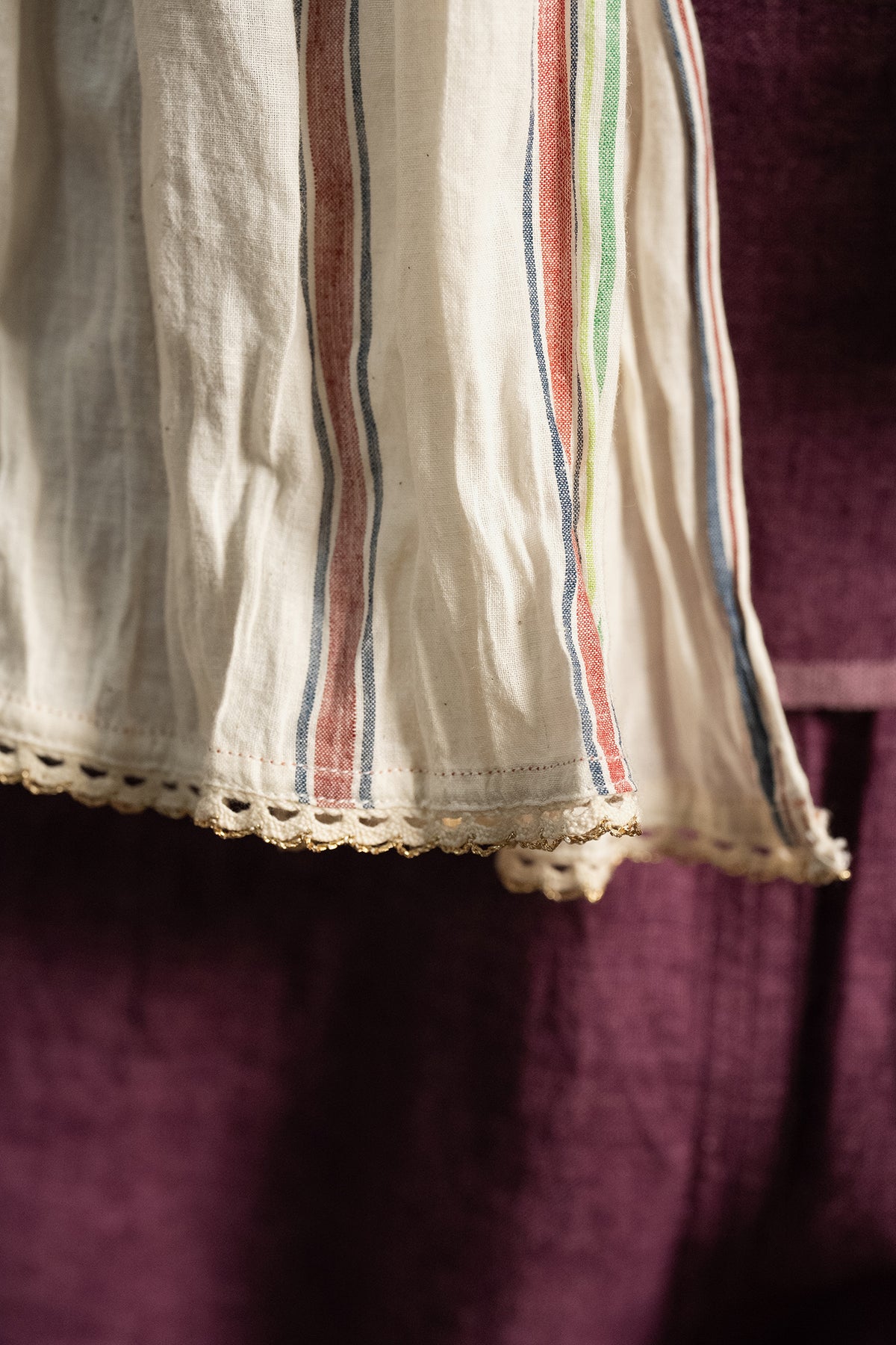 Dve handloom cotton stripe long scarf.