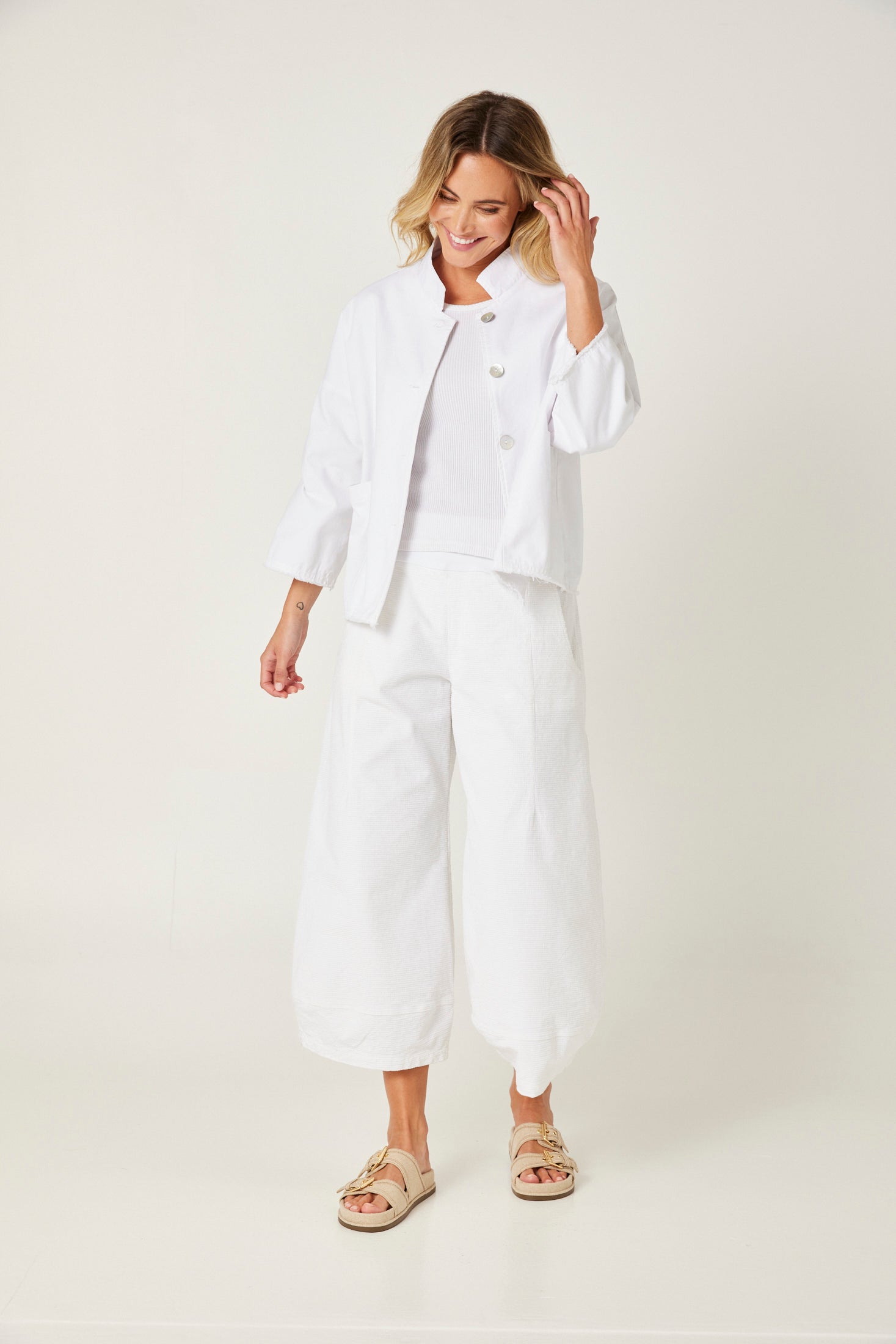 Valia made in Melbourne white denim jacket.