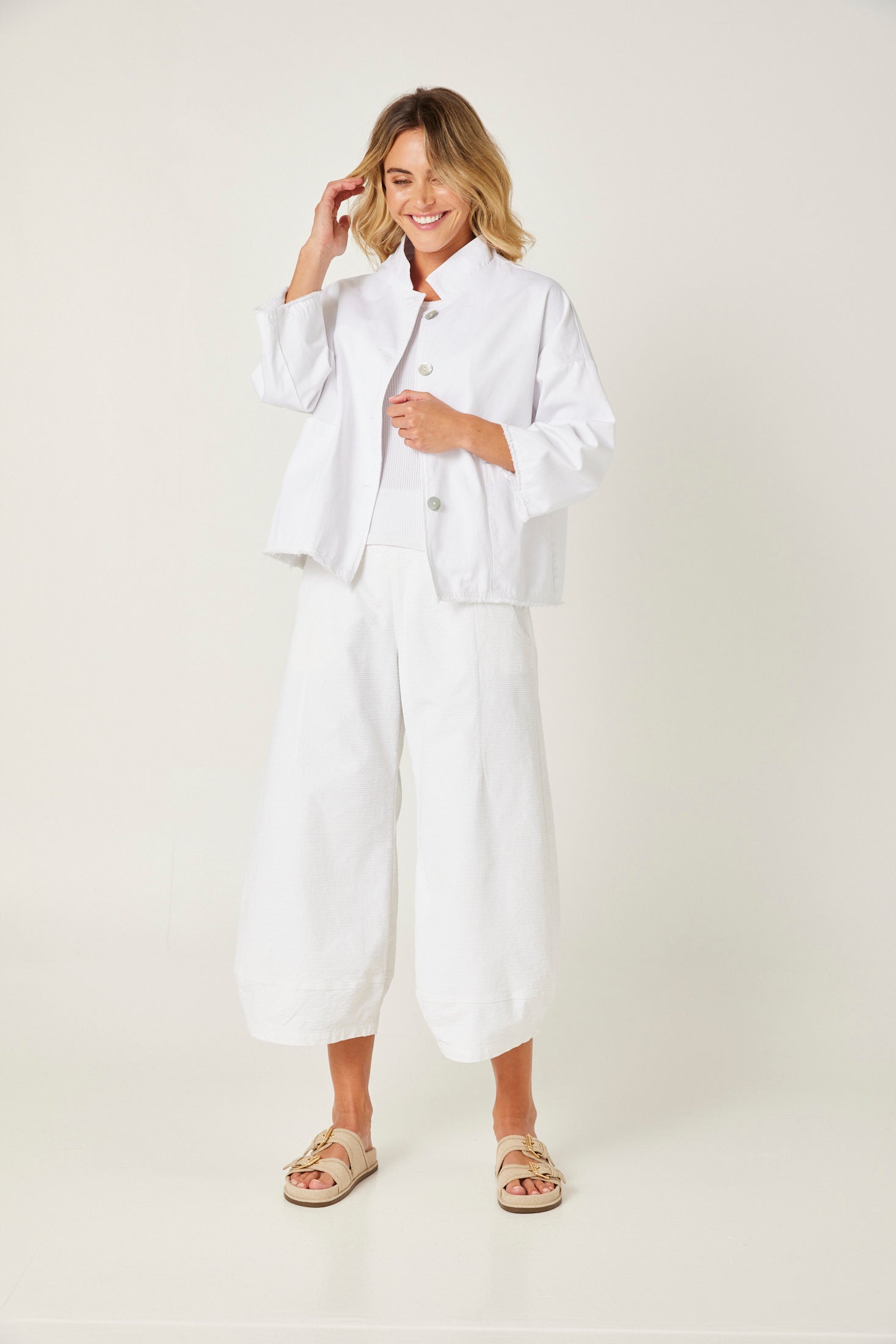 Valia made in Melbourne white denim jacket.