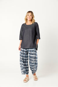 Valia Shibori barrel pant - indigo