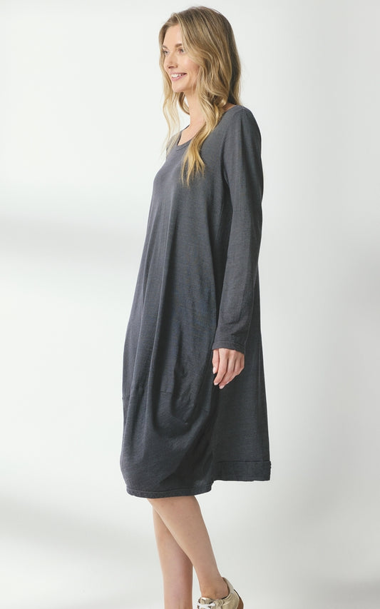 Valia merino wool jersey Girgio dress in denim blue.