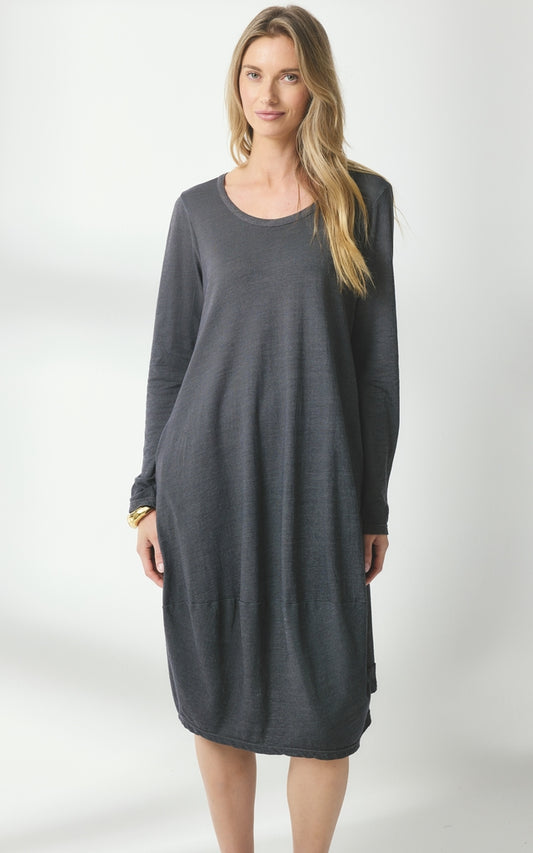 Valia merino wool jersey Girgio dress in denim blue.