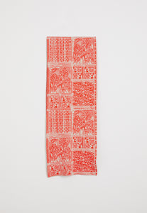 Nancybird cotton knit jacquard scarf in red lino print.