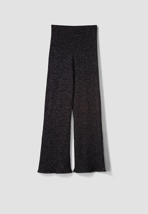Nancybird Naho cotton rib knit pants in black melange.