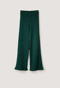 Nancybird cotton jersey ribbed knit Naho pants in speckled jade green.