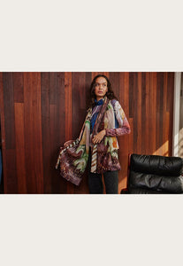 Nancybird fine long wool scarf featuring Mimi Fluhrer's Night Sky artwork.
