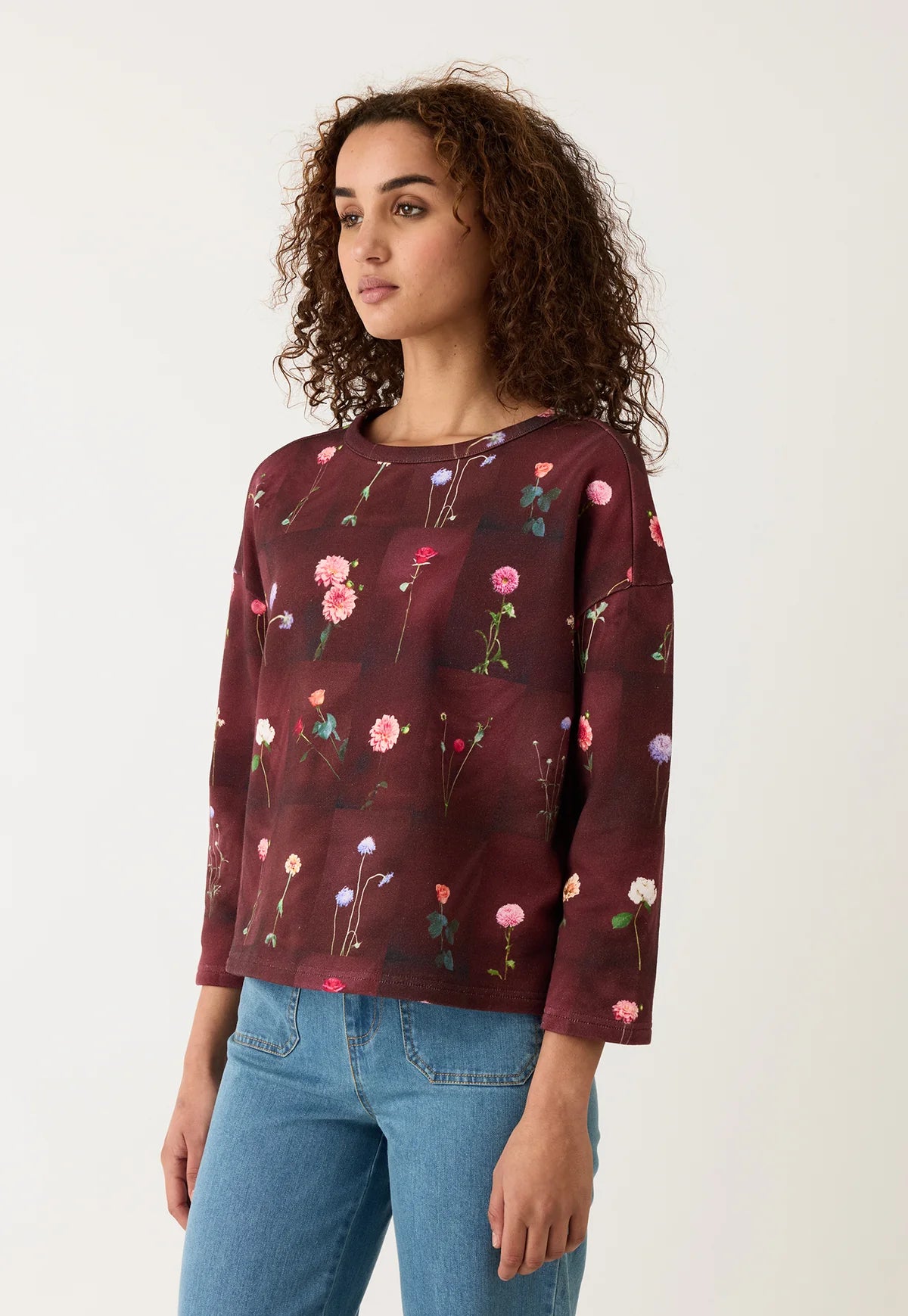 Nancybird organic cotton Mina floral Bloom tile sweatshirt.